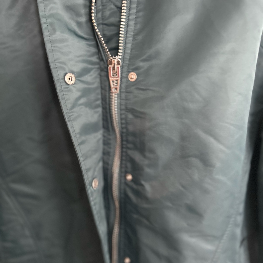 Anthropologie Blank‎ NYC Faux Fur Collar Bomber Jacket Teal Full Zip Small NWT - Picture 10 of 13